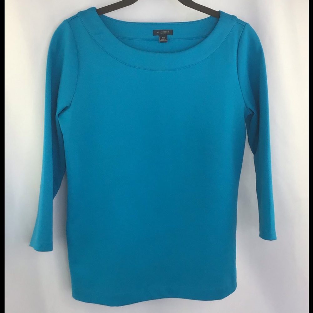 Ann Taylor XS 3/4 length sleeve turquoise top